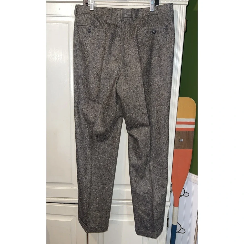 St Croix Donegal Tweed Pants Men 36 Speckled Wool Dress Pleated Cuffed Italy